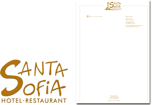 Logotype und Gesch&auml;ftspapiere f&uuml;r Santa Sofia, Gusterath